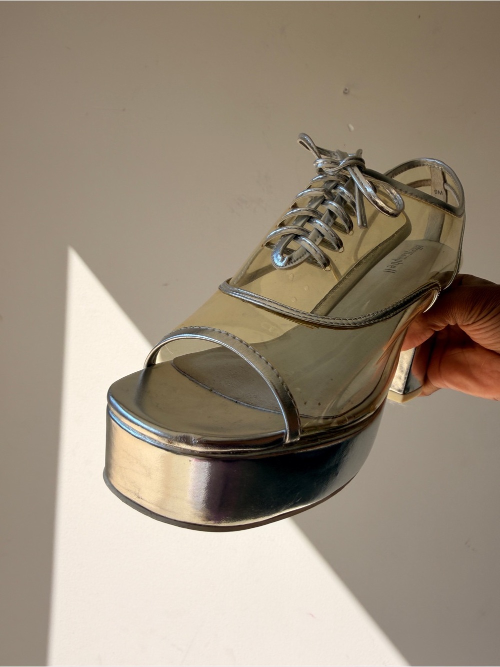 Jeffrey Campbell Silver Clear PVC Lace-Up Platform Sandals - Picture 2 of 10
